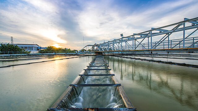 Wastewater plant at dusk grow